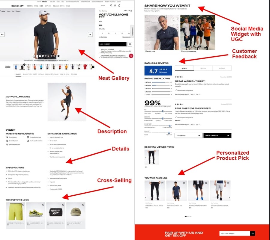 Reebok product page